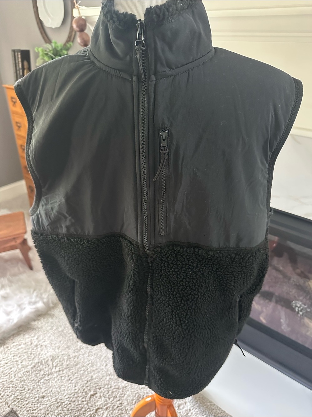 J. Crew Black Fleece Vest Size Large